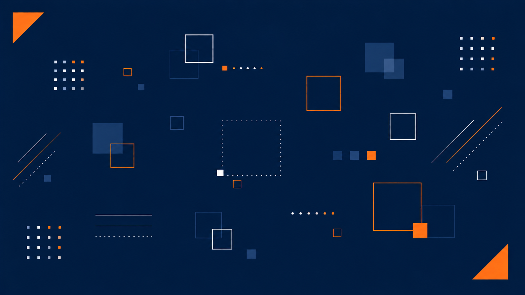 An abstract image of white, orange, and light blue squares, dots, and lines on top of a dark blue background, representing SQL Server answers