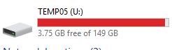 An image of a full hard drive due to a bloated templog